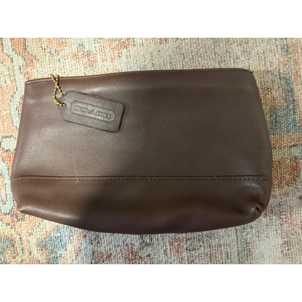 Vintage Coach Brown Glove-Tanned Leather Cosmetic Pouch | USA Made